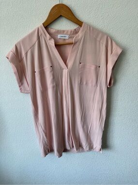 Calvin Klein V-Neck Short Sleeve Blouse
